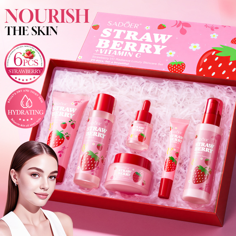 Luxury Skincare Set - ชุดผลิตภัณฑ์บำรุงผิวหน้า 6 ชิ้น สตรอว์เบอร์รี วีซี ไบรท์เทนนิ่ง