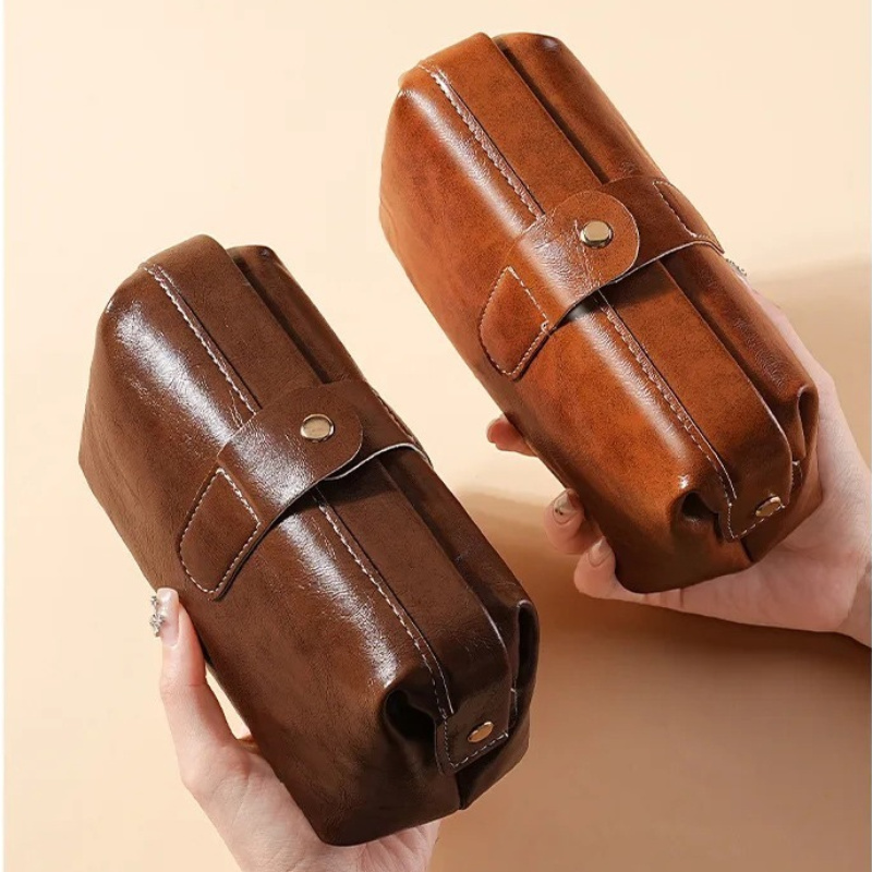 Luxury Skincare Accessories - กระเป๋าเครื่องสำอางหนัง PU วินเทจสุดหรู ขนาดใหญ่ ใส่แปรงแต่งหน้าได้ กระเป๋าใส่ของใช้ส่วนตัวสำหรับผู้หญิง
